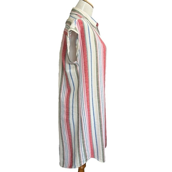 Old Navy Striped Linen-blend Shirt Dress Size Medium - Picture 5 of 9